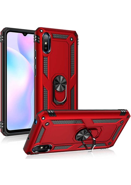 Xiaomi Redmi 9A Kılıf Vega Tank Sert Yüzüklü Standlı Zırh Koruma Kapak