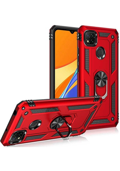 Kip GSM Xiaomi Redmi 9c Kılıf Vega Tank  Sert  Yüzüklü Standlı Zırh Koruma Kapak