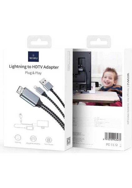 X7L Lightning To HDMI Kablo 1080P Full Hd Görüntü Aktarım Kablosu 2 Metre