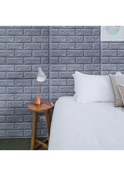 Antrasit Gri 3D 6mm Kendinden Yapışkanlı Duvar Paneli NW02