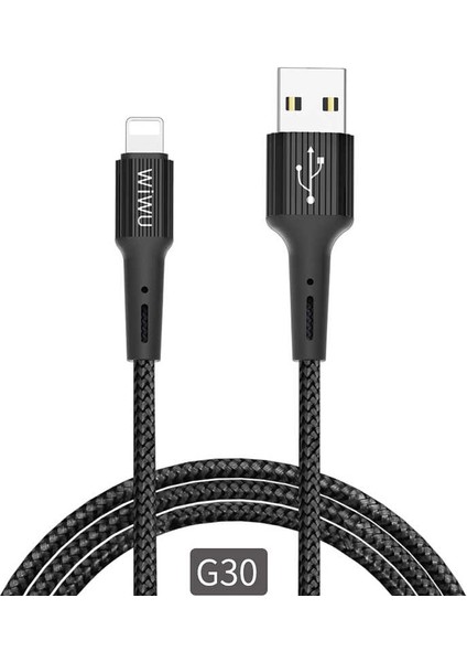 G30 Gear Lightning USB Kablo 2.4A Hızlı Şarj Kablosu 120 cm Naylon Örgü