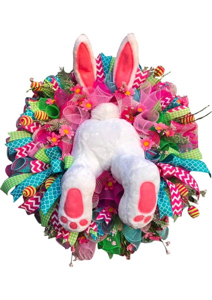 Canlı 40 cm Paskalya Bunny Çelenk Çelenk Ev Dekorasyonu Peluş Tavşan Dekorasyon fiyatları