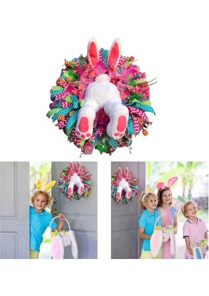 Canlı 40 cm Paskalya Bunny Çelenk Çelenk Ev Dekorasyonu Peluş Tavşan Dekorasyon modelleri