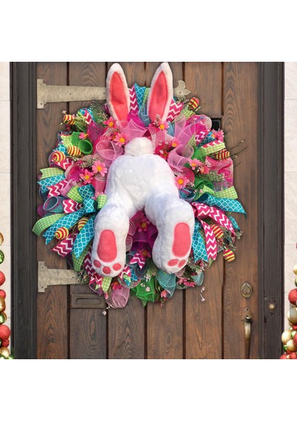 Canlı 40 cm Paskalya Bunny Çelenk Çelenk Ev Dekorasyonu Peluş Tavşan Dekorasyon fırsatları