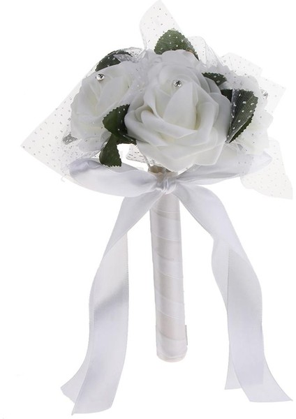 Gelin Yapay Köpük Güller Çiçek Buket Düğün Mekanı Dekor Beyaz modelleri