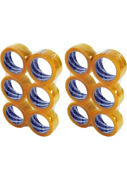 12 Adet Şeffaf Koli Bandı Güçlü Yapışkan Yüzey 40 mm 100 Metre