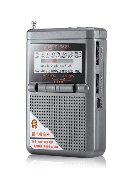 Taşınabilir Tam Bant Radyo Alıcısı Fm / Am / Sw Dünya Bandı ile LCD Ekran Mini Cep Radyo ile Toka Alıcı | Radyo (Yurt Dışından)