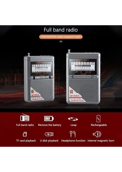 Taşınabilir Tam Bant Radyo Alıcısı Fm / Am / Sw Dünya Bandı ile LCD Ekran Mini Cep Radyo ile Toka Alıcı | Radyo (Yurt Dışından)