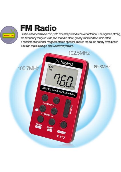 Taşınabilir Am / Fm Stereo Radyo Cep LCD Ekran Ekran 2 Bant Dijital Tuning Radyo W / Kulaklık Şarj Edilebilir Pil | Stereo Radyo | Fm Stereo Radioam Fm Stereo Radyo (Yurt Dışından)