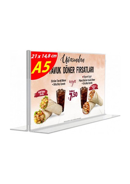 Şeffaf A5 T Tipi Yatay Föylük -5 Adet
