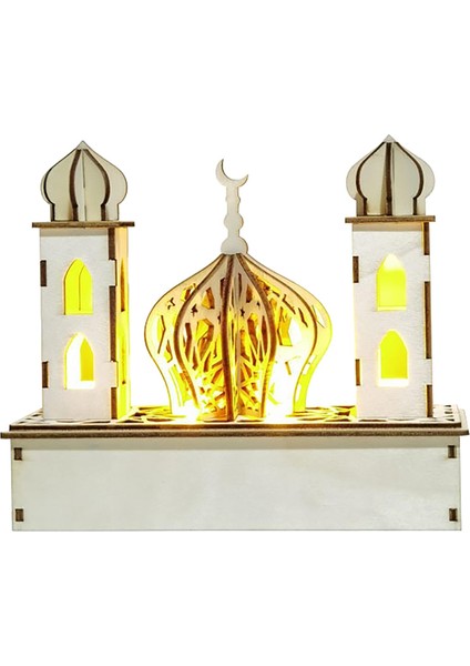 Ahşap Eid Mübarek Süsleme Masa Dekoru 3D Sıcak Beyaz Dıy Düğün Kraliyet Sarayı Için (Yurt Dışından)