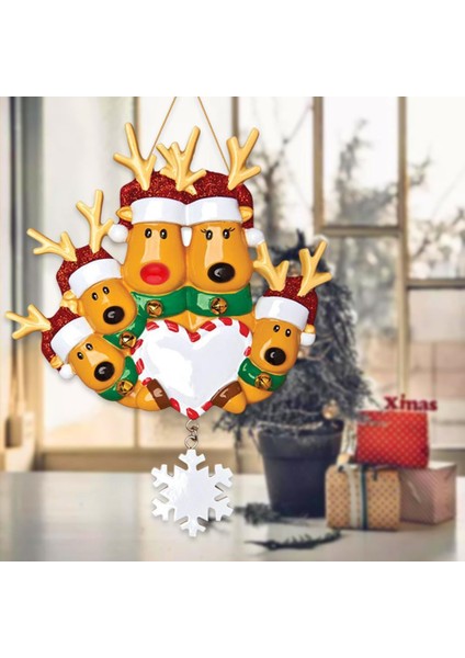 Noel Ağacı Asılı Süsler Elk Geyik Aile Kolye Tatil Dekoratif 5 Noel Elk (Yurt Dışından)