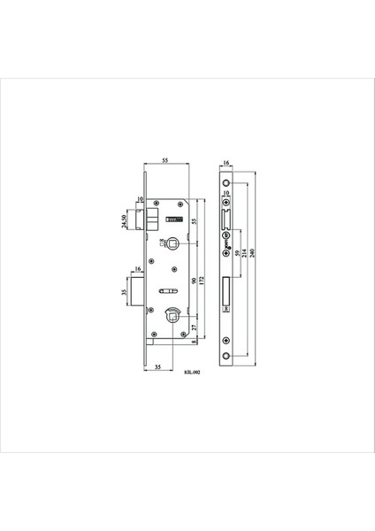 Sağlam Yapı Pvc Wc/banyo Gömme Kilit Dar ve Kısa 70/30MM 