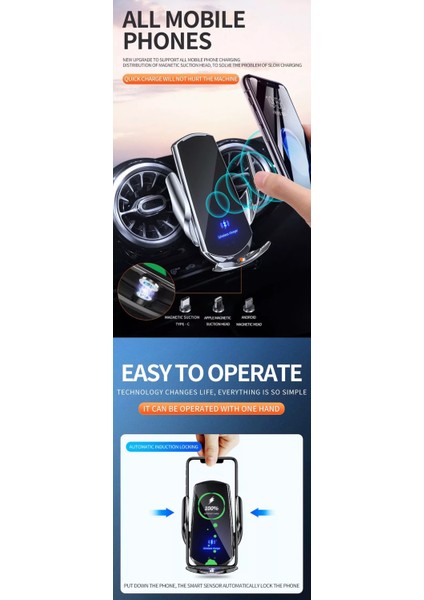 Q3 Smart Sensör Wireless Sensörlü ve Kablosuz Telefon Şarjı ve Telefon Tutacağı Hem Şarj Hem Tutacak