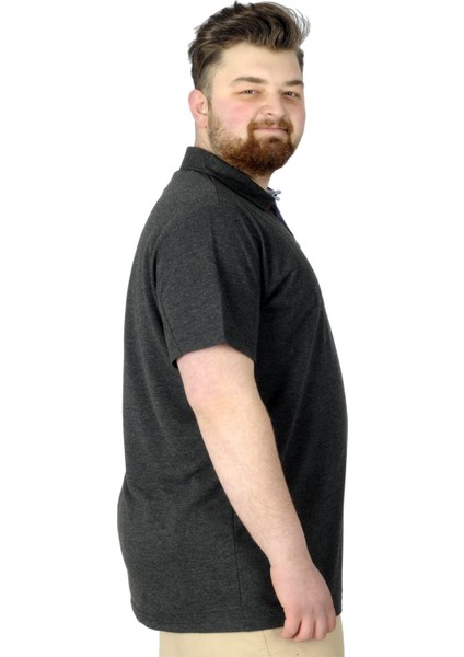 Erkek Polo T Shirt Polo Mode Club 22330 Antrasit _6XL