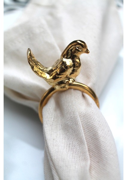 6 Adet Gold Kuş Figürlü Modern Metal Peçete Halkası