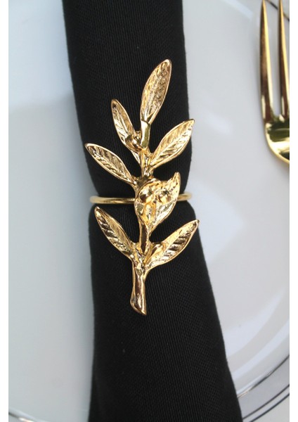 6 Adet Gold Zeytin Dalı Modern Metal Peçete Halkası modelleri
