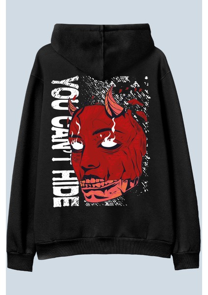 You Can't Hide Siyah Oversize Kapüşonlu Sweatshirt Hoodie