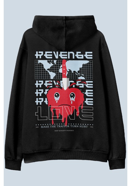 Revenge Love Siyah Oversize Kapüşonlu Sweatshirt Hoodie