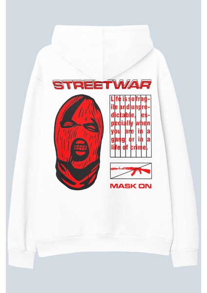 Streetwar Beyaz Oversize Kapüşonlu Sweatshirt Hoodie