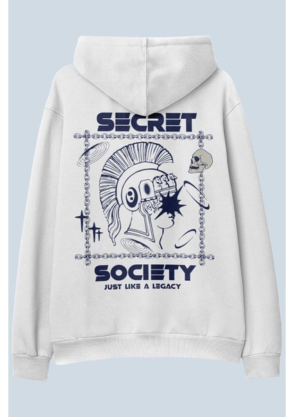 Secret Beyaz Oversize Kapüşonlu Sweatshirt Hoodie