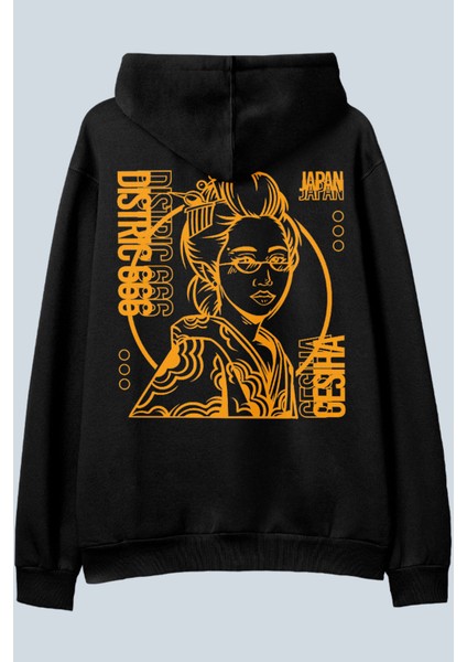 Japan Geisha V2 Siyah Oversize Kapüşonlu Sweatshirt Hoodie
