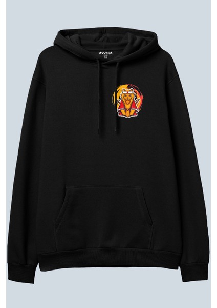 Samurai Cat Siyah Oversize Kapüşonlu Sweatshirt Hoodie fiyatları