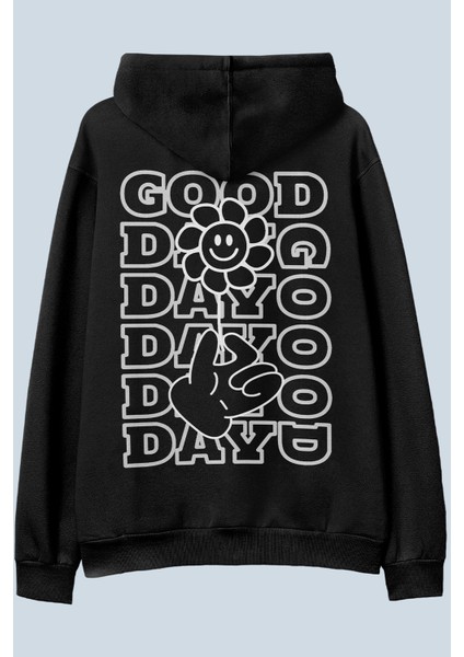 Good Day Siyah Oversize Kapüşonlu Sweatshirt Hoodie