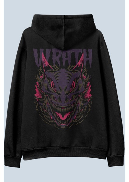 Wrath Siyah Oversize Kapüşonlu Sweatshirt Hoodie