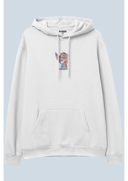 Never Give Up Beyaz Oversize Kapüşonlu Sweatshirt Hoodie fiyatları