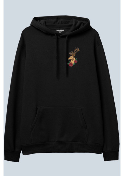Deer Siyah Oversize Kapüşonlu Sweatshirt Hoodie fiyatları