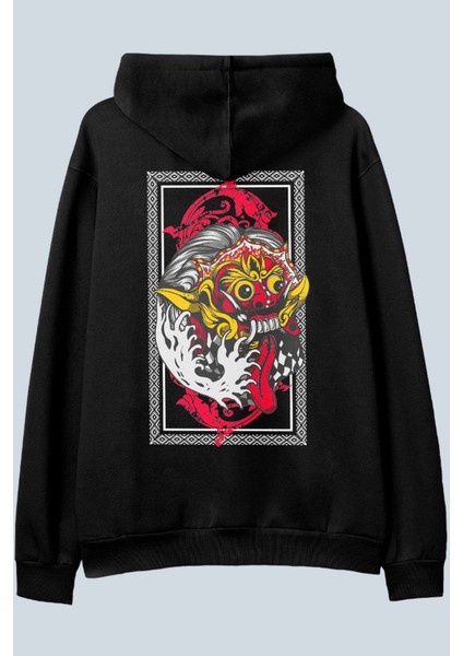 Festival Siyah Oversize Kapüşonlu Sweatshirt Hoodie