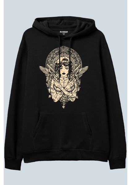 Angel Of Death Siyah Oversize Kapüşonlu Sweatshirt Hoodie