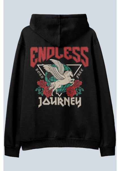 Endless Siyah Oversize Kapüşonlu Sweatshirt Hoodie