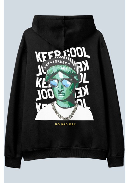 Keep Cool Siyah Oversize Kapüşonlu Sweatshirt Hoodie