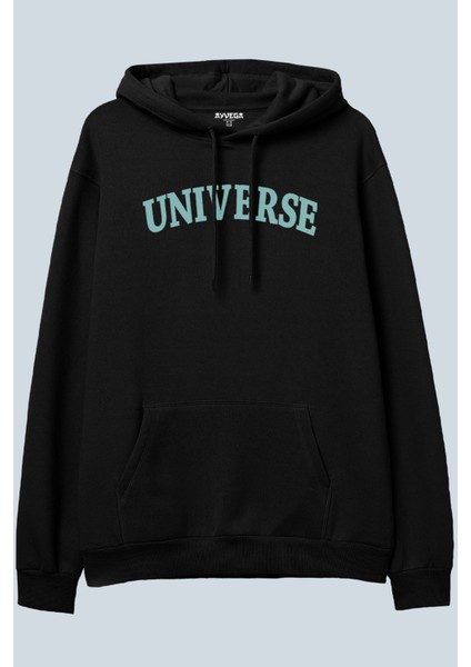 Universe Siyah Oversize Kapüşonlu Sweatshirt Hoodie