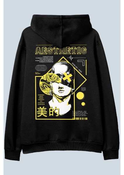 Aesthetic Siyah Oversize Kapüşonlu Sweatshirt Hoodie