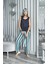 For You Sleepwear 2'li Çizgili Viskon Lacivert Atlet Pijama Takım S27233 2