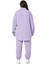 Büyük Beden Gömlek Pantolon Keten Lila Takım 3