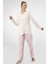 3367 Pembe Kadın Empirme Patlı Battal Uzun Kollu Pijama Takım 2