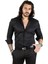Siyah Dik Yaka Slim Fit Kesim Pamuk Saten Erkek Gömlek 2209615 1