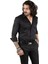 Siyah Dik Yaka Slim Fit Kesim Pamuk Saten Erkek Gömlek 2209615 2