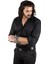 Siyah Dik Yaka Slim Fit Kesim Pamuk Saten Erkek Gömlek 2209615 4