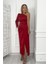 Ges Moda G0262 Tek Omuz Drape Detaylı Tasarım Elbise Kırmızı 1