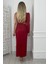 Ges Moda G0262 Tek Omuz Drape Detaylı Tasarım Elbise Kırmızı 2