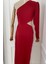 Ges Moda G0262 Tek Omuz Drape Detaylı Tasarım Elbise Kırmızı 3