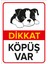 Dikkat Köpek Var Levhası Dikkat Köpüş Var - Sac Malzeme 50X70 cm 1