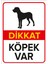 Dikkat Köpek Var Levhası Great Dane - Dekote Malzeme 50X70 cm 1