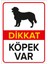 Dikkat Köpek Var Levhası Cachorro Silhueta - Dekote Malzeme 50X70 cm 1