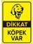 Dikkat Köpek Var Levhası Golden Retriever - Dekote Malzeme 50X70 cm 1